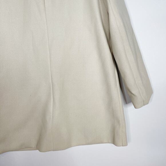 Boutique Womens Medium M Cream Pea Coat Jacket Single Button Pockets Winter - Picture 6 of 6